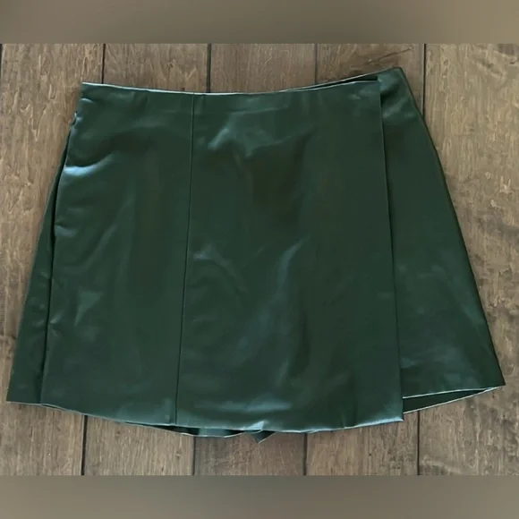 Jason Wu Black Faux Leather Wrap Skort/Skirt - Picture 1 of 8